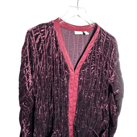 Logo Lavish Lori Goldstein burgundy crushed velvet duster size 1X long cardigan - Picture 3 of 9